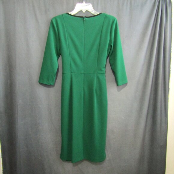 Joseph Ribkoff Green Contrast Trim Sheath Dress Womens Size 10 Tie Front 3/4 Slv - Picture 5 of 9
